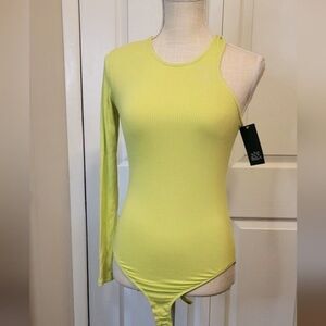 Large Asymmetrical One Sleeve Bodysuit - Wild Fable Lime Green Large